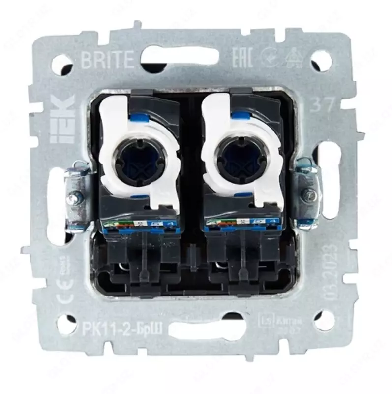 Brite kompyuter rozetkasi 2-RJ45 kat.6 RK11-2-brsh shampan IEK