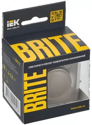 Светорегулятор поворотно-нажимной BRITE 600Вт СС10-1-0-БрШ шампань IEK