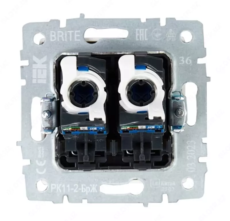 Brite kompyuter rozetkasi 2-RJ45 kat.6 RK 11-2-BRJ marvaridlari IEK