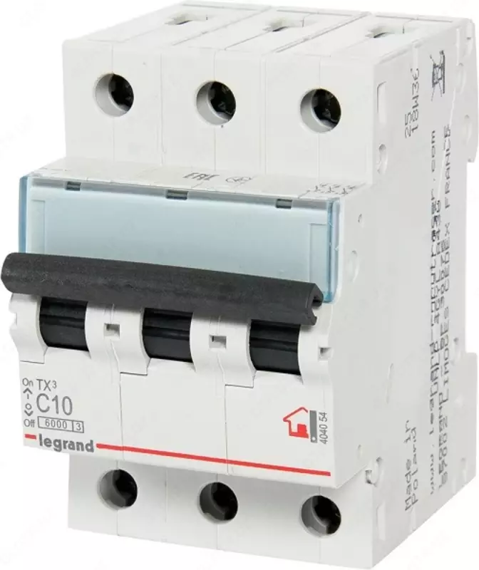 Автоматический выключатель Legrand TX3 C10/3, 6кА