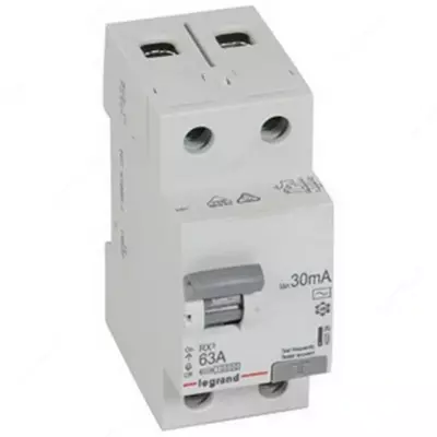 Устройство защитного отключения Legrand TX3 RCCB 2P 63A AC 30MA MONO / ВДТ TX3-2П-63А-AC-30мА-2 модуля