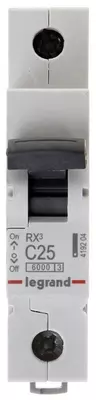 Автоматический выключатель Legrand RX3 6000 25А, категория С, 1 полюс