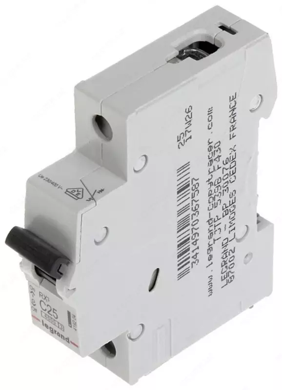 Автоматический выключатель Legrand RX3 6000 25А, категория С, 1 полюс