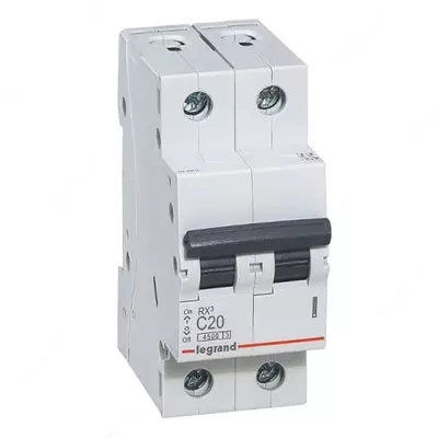Автоматический выключатель Legrand RX3 6000 20А, категория С, 2 полюса