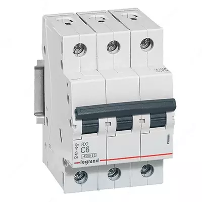 Автоматический выключатель Legrand RX3 6000 6А, категория С, 3 полюса