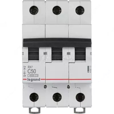 Legrand DX3 6000 50A elektron to'xtatuvchisi, C toifasi, 3 qutb