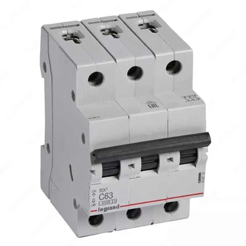 Автоматический выключатель Legrand RX3 6000 63А, категория С, 3 полюса