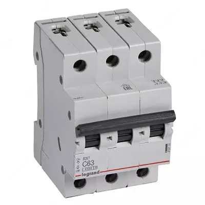 Автоматический выключатель Legrand RX3 6000 63А, категория С, 3 полюса