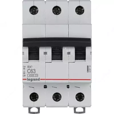 Автоматический выключатель Legrand RX3 6000 63А, категория С, 3 полюса