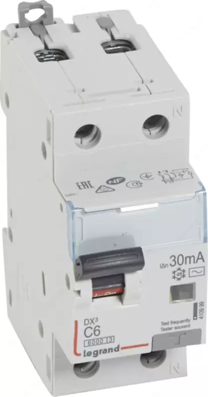 Дифференциальный автомат (АВДТ) Legrand DX3 1P+N 6A 30 mA 10 kA 2M (Тип С)