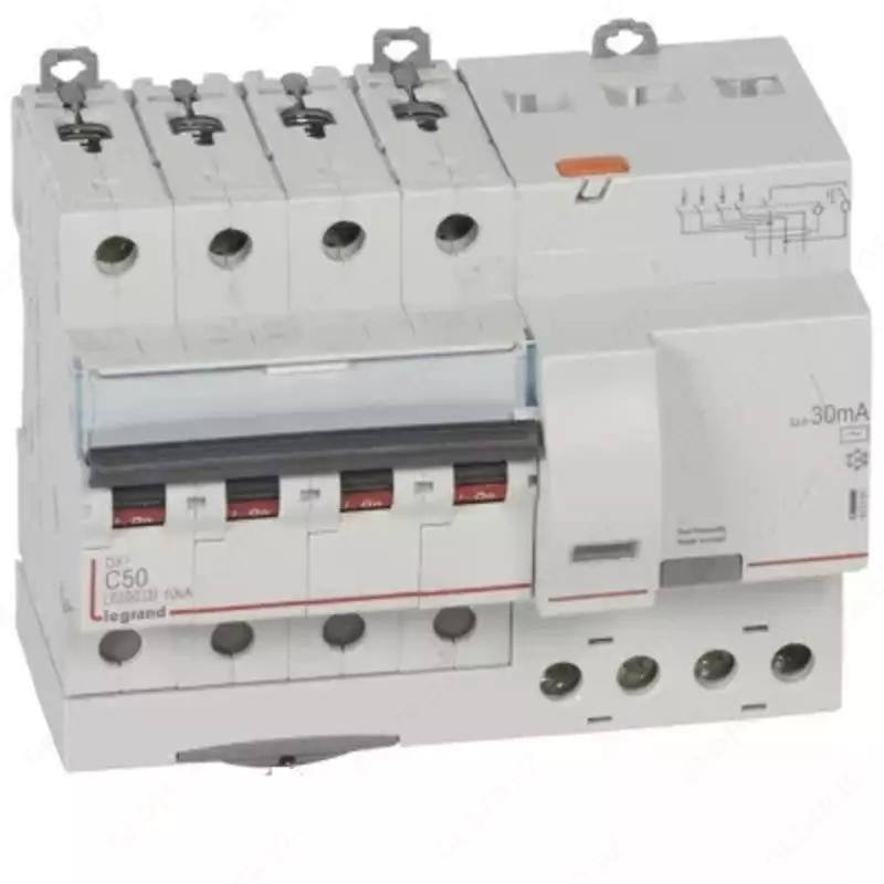Дифференциальный автомат (АВДТ) Legrand DX3 4P 50A 30 mA 6 kA 2M (Тип С)