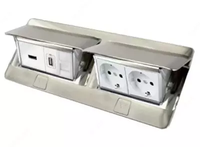 Выдвижной розеточный блок Legrand 8 модулей, нержавеющая сталь