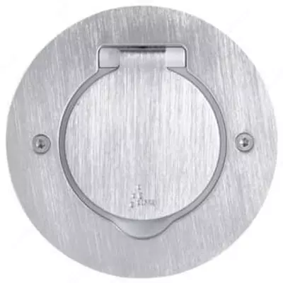 Встраиваемый розеточный блок Legrand круглый, 2 модуля, нержавеющая сталь