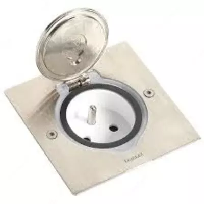 Встраиваемый розеточный блок Legrand квадратный, 1 пост, нержавеющая сталь