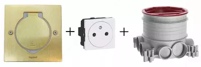 Встраиваемый розеточный блок Legrand квадратный, 2 модуля, бронза