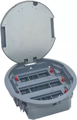 Напольная коробка Legrand круглая с вертикальным размещением суппортов, 12 модулей