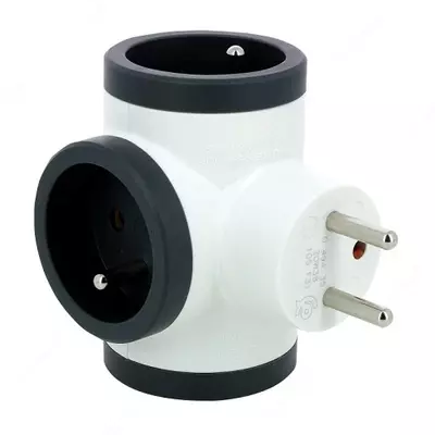 Вилка электрическая Legrand с 3-мя боковыми розетками 2К+З 16А 3680Вт