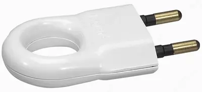Вилка электрическая Legrand ELIUM 2K с кольцом 6А, белая