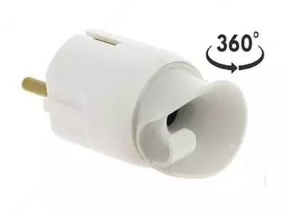 Вилка электрическая Legrand ELIUM 2К+З с поворотным механизмом, белая