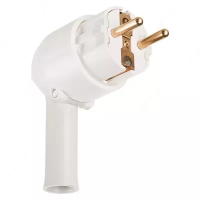 Вилка электрическая Legrand ELIUM 2К+З с рычажком для извлечения, белая