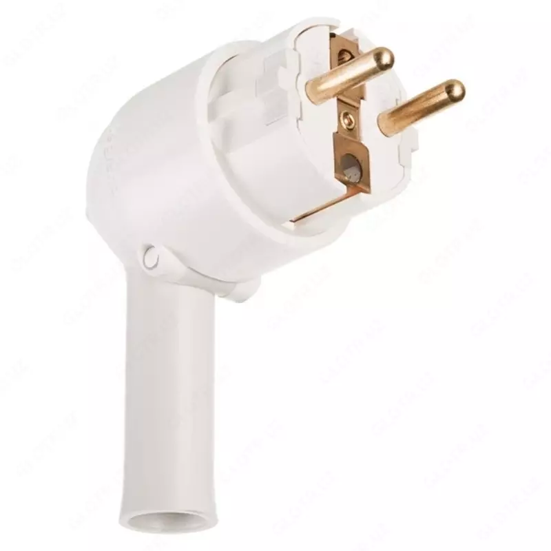Вилка электрическая Legrand ELIUM 2К+З с рычажком для извлечения, белая
