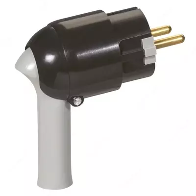 Вилка электрическая Legrand ELIUM 2К+З с рычажком для извлечения, черный