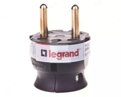 Вилка электрическая Legrand ELIUM 2К ультраплоская, черный