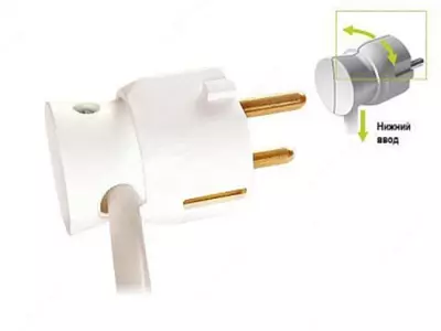 Вилка электрическая Legrand ELIUM 2К+З нижний ввод, белая