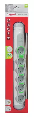 Удлинитель Legrand MASTER, 6х2К+З, белый