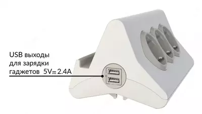 Удлинитель Legrand 3x2к+З, 2xUSB 2.4A, 16A, белый