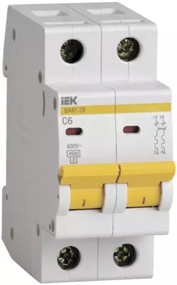Avtomatik kalit IEK BA47-29 2P 6A 4,5kA x-ka C
