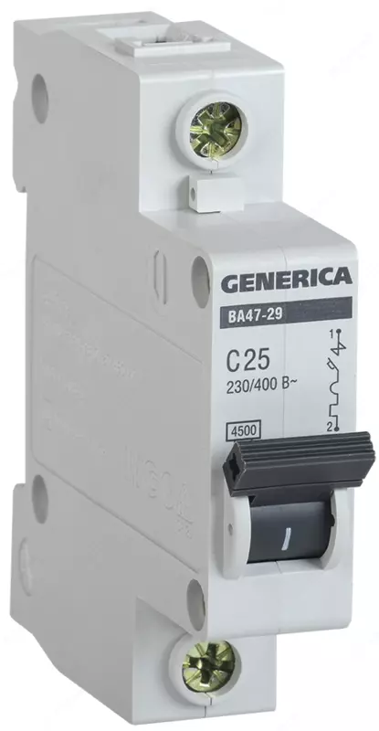Автоматичеcкий выключатель GENERICA ВА47-29 1Р 25А 4,5кА х-ка С IEK