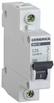 Автоматичеcкий выключатель GENERICA ВА47-29 1Р 25А 4,5кА х-ка С IEK