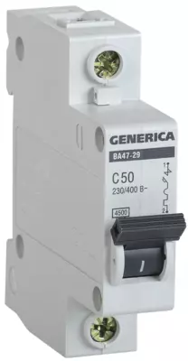 Автоматичеcкий выключатель GENERICA ВА47-29 1Р 50А 4,5кА х-ка С IEK