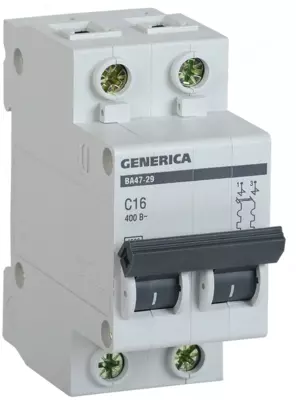 Avtomatik o'chirgich GENERICA BA47-29 2P 16A 4,5kA IEK bilan