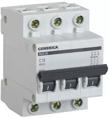 Автоматичеcкий выключатель GENERICA ВА47-29 3Р 16А 4,5кА х-ка С IEK