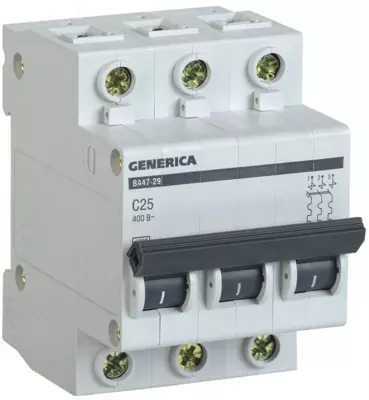 Автоматичеcкий выключатель GENERICA ВА47-29 3Р 25А 4,5кА х-ка С IEK