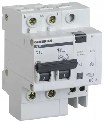 Differensial avtomatik o'chirgich AD12 2P 63A 30mA GENERICA (IEK)