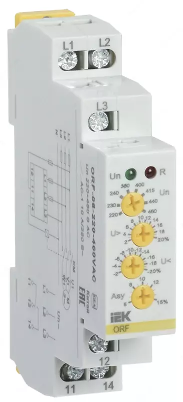 Реле контроля фаз ORF 06. 3ф 220-460В AC IEK