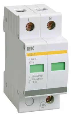 Ограничитель импульсных перенапряжений ОПС1-C 2Р In=20kA Un=400B Im=40kA IEK