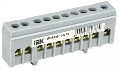 Шина L "фаза" в корпусном изоляторе на DIN-рейку ШНИ-6х9-10-К-Ср IEK