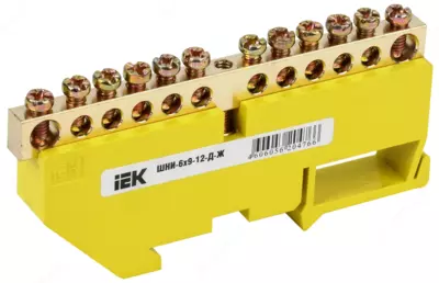 Шина PE "земля" на DIN-изоляторе ШНИ-6х9-12-Д-Ж IEK