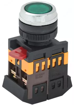 Кнопка ABLFS-22 зеленый d22мм неон/240В 1з+1р IEK