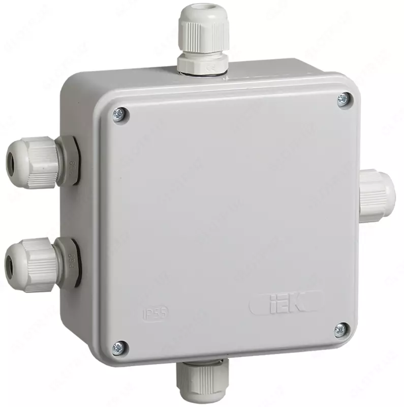 Коробка распаячная КМ41330 о/п 100х100х50 мм PG9 IP55 серая IEK