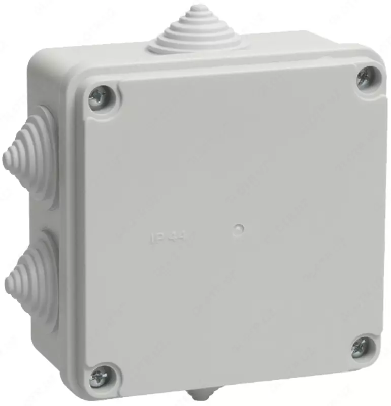 Коробка распаячная КМ41233 для о/п 100х100х50 мм IP44 (RAL7035, 6 гермовводов)