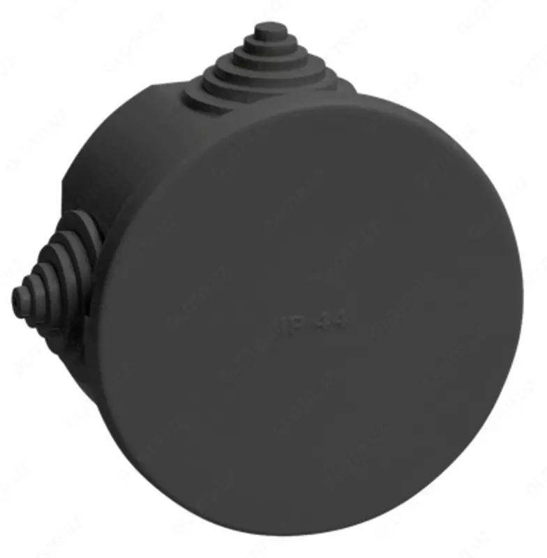 Коробка распаячная КМ41237 для о/п безгалогенная (HF) D=75х40мм IP44 4 гермоввода черная (RAL 9005) IEK