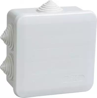O/P 100x100x50 mm IP44 uchun KM41255 ulash qutisi (RAL7035, 6 simi rakori, qopqoqli) IEK