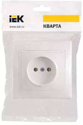 Розетка РС10-2-КБ 1-местная без з/к, без защитной шторки, 10 А КВАРТА (белый) IEK