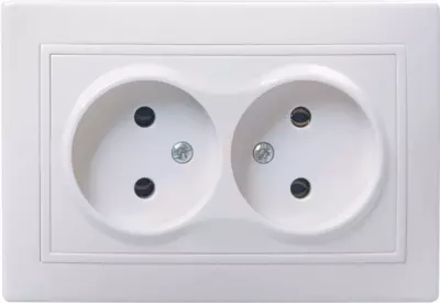 Розетка РС12-2-КБ 2-местная без з/к, без защитной шторки, 10 А КВАРТА (белый) IEK
