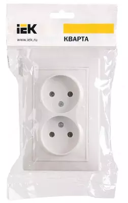Розетка РС12-2-КБ 2-местная без з/к, без защитной шторки, 10 А КВАРТА (белый) IEK
